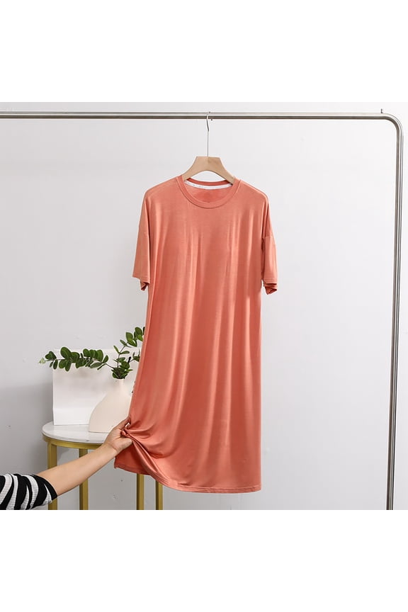 Summer Saving 2024 Trend Womens Short Sleeve Nightgowns Sleep Shirts Night Shirts Night Gown House Dresses Ladies Night Dress For Women Gifts