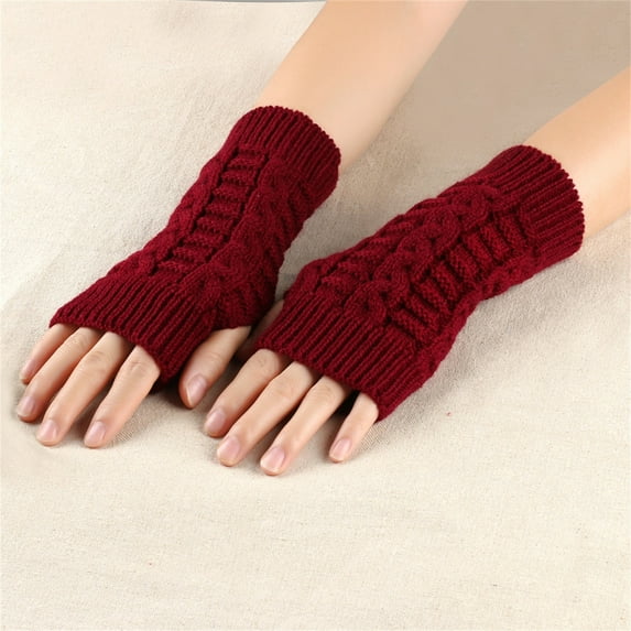 Nrmvnmi Summer Saving 2024 Women Arm Warmer Winter Fingerless Gloves Knit Solid Color Long Mitten Wrist Warmer with Thumb Hole For Women Gifts
