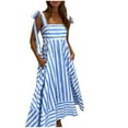 thumbnail image 1 of Nrmvnmi Summer Saving 2024 Women Summer Striped Maxi Dress Spaghetti Strap Cutout Ruffle Long Dress Flowy Swing Beach Vocation Dress For Womens Gifts, 1 of 7