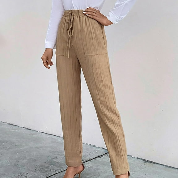Nrmvnmi Summer Saving 2024 Women Wide Leg Dress Pants High Waisted Loose Fit Business Casual Work Trousers with Pockets 2024 For Women Gifts
