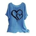 thumbnail image 1 of Nrmvnmi Summer Saving 2024 Women's Cotton Linen Button Short Sleeve Shirts Summer Loose Crew Neck Casual Boho Top Vintage Embroidered Blouse Tops, 1 of 5