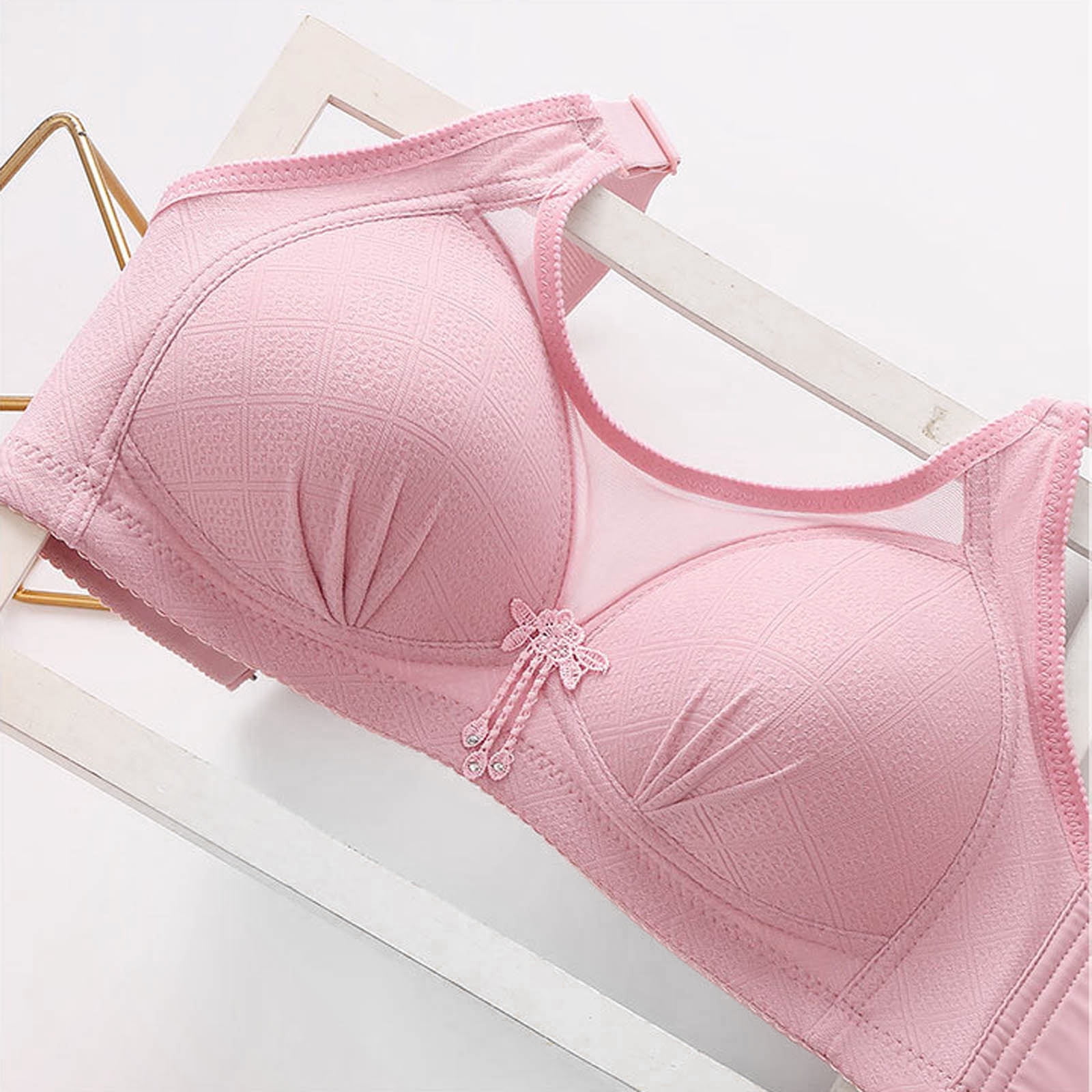 Summer Saving 2024 Women's Front Cross Adjustable Side Buckle Wireless Lace Seamless Sports Yoga Push-up Bra