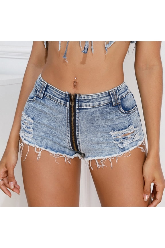 Summer Saving 2024 Women's Jean Shorts Stretchy - High Waisted Crossover Waistband Denim Shorts Y2K Trendy Casual Summer Clothes For mens Gifts