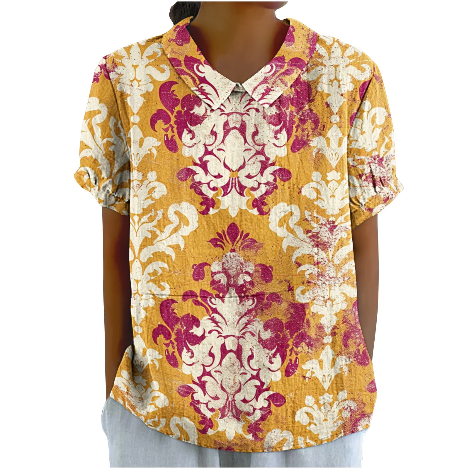 Nrmvnmi Summer Saving 2024 Womens Casual Cute Tops Ruffle Short Sleeve