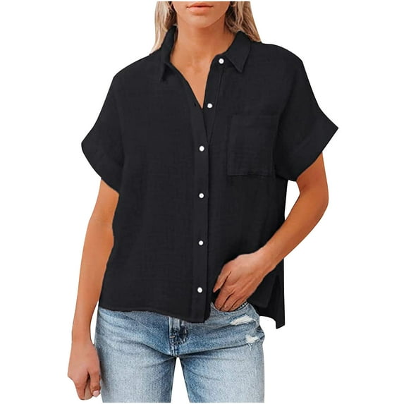 Nrmvnmi Summer Saving 2024 Womens Cotton Linen Button Down Shirt 2024 Spring Casual Long Sleeve Solid Color Shirts Loose Work Tops with Pockets for Women Gifts