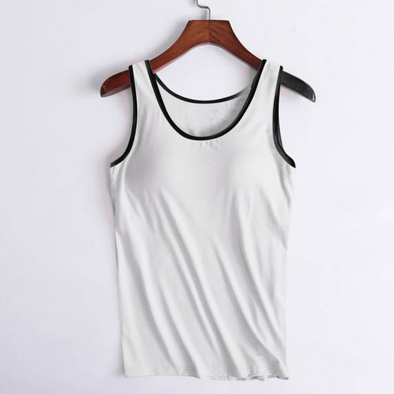Nrmvnmi Summer Saving 2024 Womens T Shirts with Built in Bra Sleeveless T-Shirts Modal Padded Pajamas Wireless Bra Tops Yoga Shirts for Women For Womens Gifts