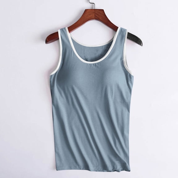 Nrmvnmi Summer Saving 2024 Womens T Shirts with Built in Bra Sleeveless T-Shirts Modal Padded Pajamas Wireless Bra Tops Yoga Shirts for Women For Womens Gifts