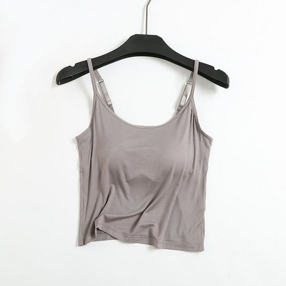 Nrmvnmi Summer Saving 2024 Womens T Shirts with Built in Bra Sleeveless T-Shirts Modal Padded Pajamas Wireless Bra Tops Yoga Shirts for Women For Womens Gifts