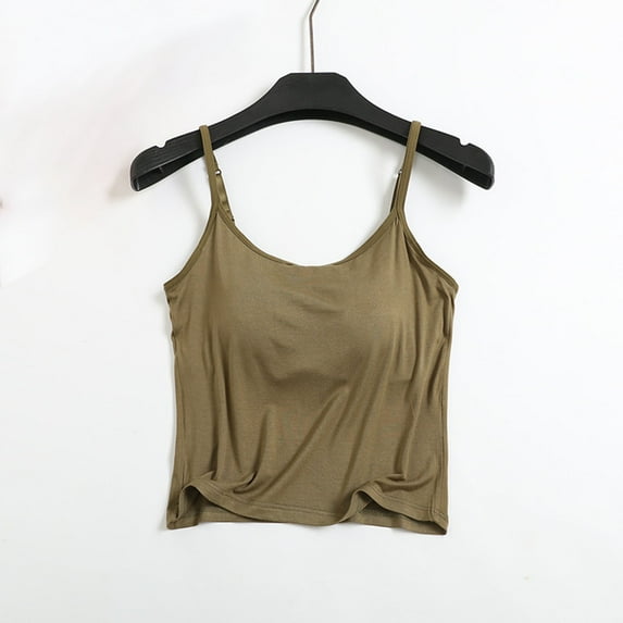 Nrmvnmi Summer Saving 2024 Womens T Shirts with Built in Bra Sleeveless T-Shirts Modal Padded Pajamas Wireless Bra Tops Yoga Shirts for Women For Womens Gifts