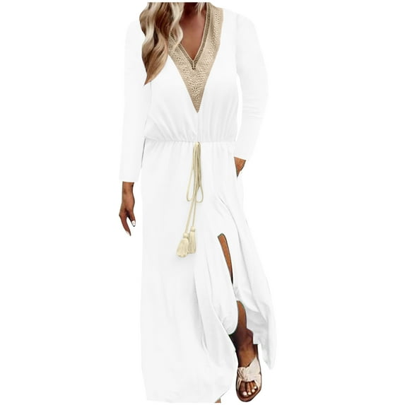 Nrmvnmi Summer Saving 2024Womens Summer Maxi Dress Casual V Neck Cap Sleeve Smocked Dresses Ruffle Tiered Beach Party Long Flowy Sundresses For Women Gifts