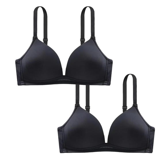 Nrmvnmi Summer Saving 2PC Women's Cloud Cotton Comfort Collection Scoop Neck Unlined Underwire Bra For Moms Gifts