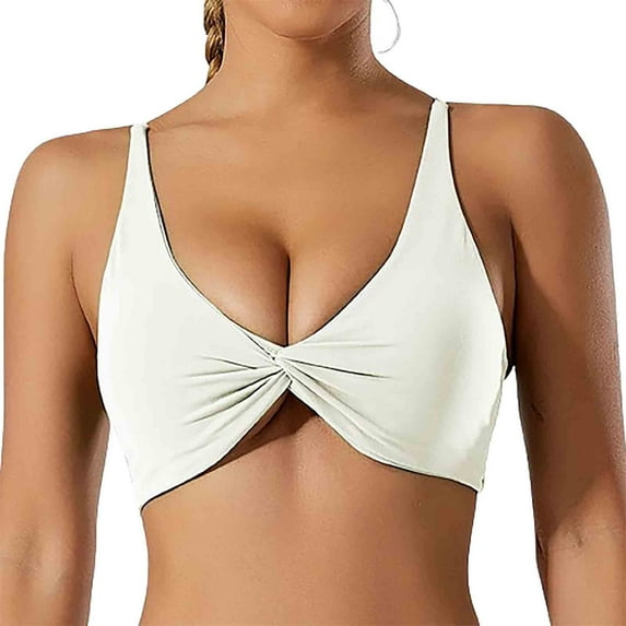 Nrmvnmi Summer Saving Backless Sports Bra Soft Workout Tops with Removable Padded Yoga Training Bras Strappy Going Out Top For Moms Gifts