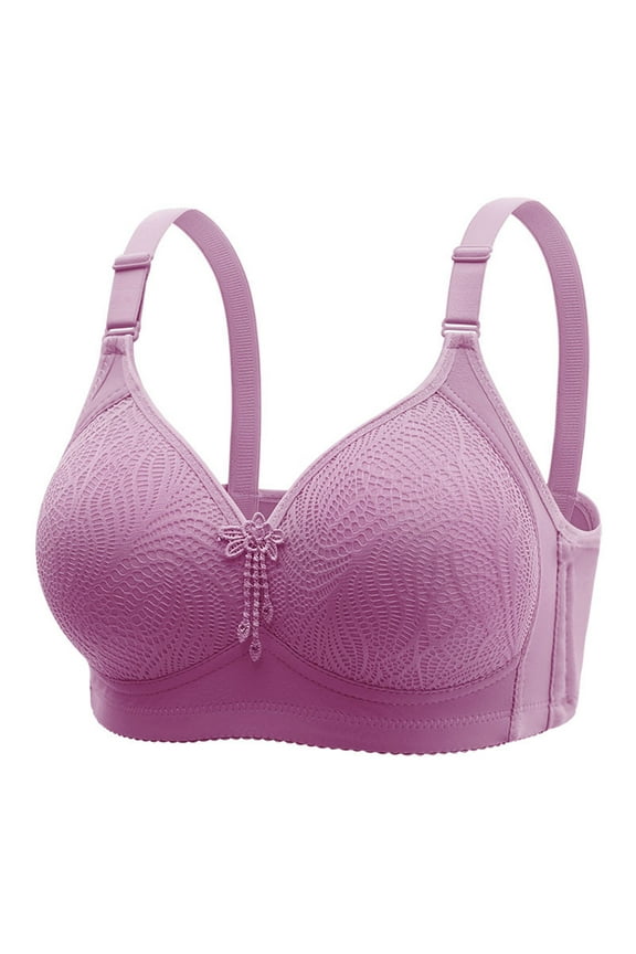 Summer Saving Snap Front Bra Older Women,Snap Front Bra, Sexy Lace Embroidered Bras,Pull-On Front Closure Button Bra For Moms Gifts