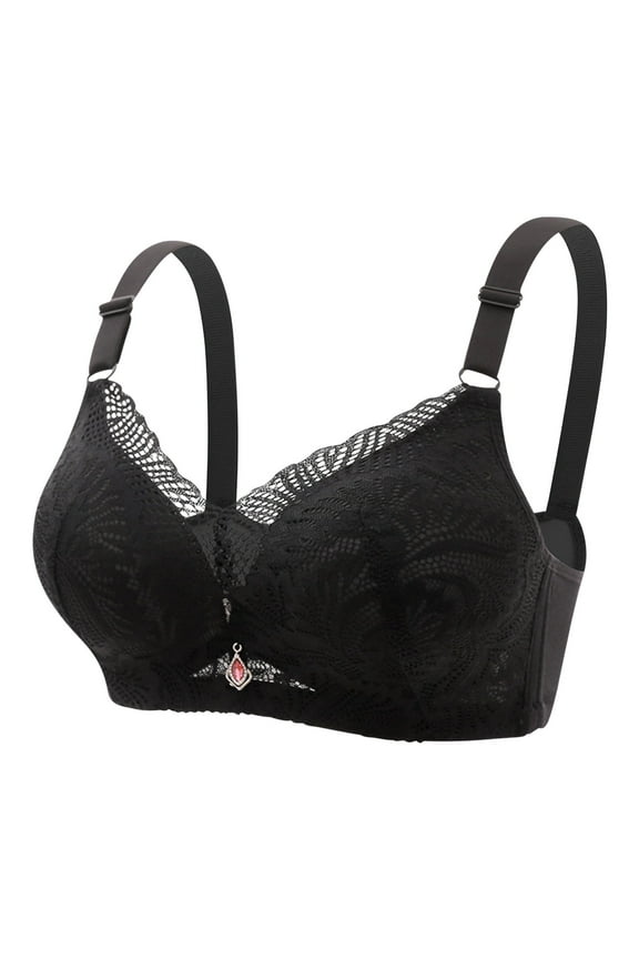 Summer Saving Women Sexy Breathable Lace Bra With No Steel Ring And Rear Buckle Not Empty Cup Gathered Flat Chest Large And Adjustable Shoulder Straps Double Breast Underwear For Moms Gifts