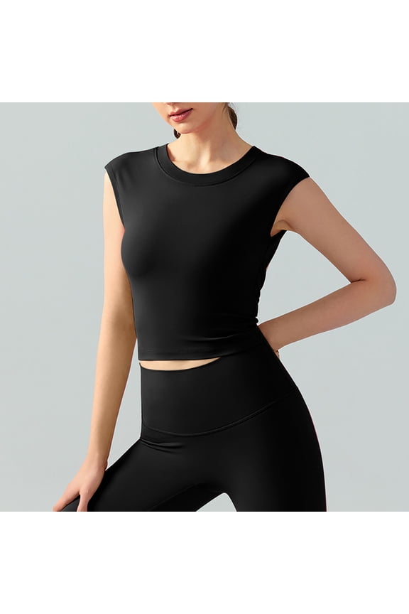 Summer Saving Women Spring/Summer Yoga Short Sleeved Fixed Chest Cushion Sexy Backless Short Sports T-shirt Waist Tight Fitness Tank Top Sports Bra For Moms Gifts