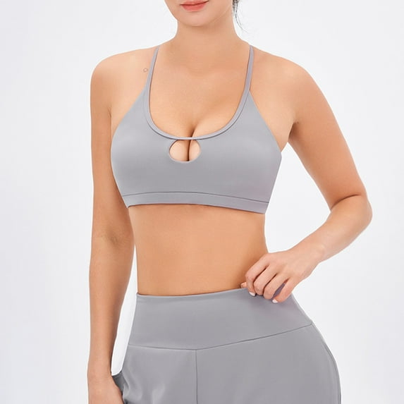Nrmvnmi Summer Saving Women Strappy Sports Bra for Women,Cross Back Sports Bra Padded Yoga Bra Medium Support Workout Bra For Moms Gifts