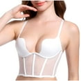 thumbnail image 1 of Nrmvnmi Summer Saving Women's Sexy Mesh Sheer Spaghetti Strap Going Out Slimming Bustier Corset Bodysuit With Built In Bra For Moms Gifts, 1 of 9