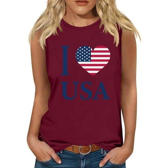Nrmvnmi Tank Top for Women Patriotic Sleeveless Shirts 4th of July Tank Shirt American Flag Shirt Tees Mothers Day Gifts