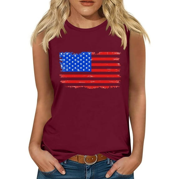 Nrmvnmi Tank Top for Women Patriotic Sleeveless Shirts 4th of July Tank Shirt American Flag Shirt Tees Mothers Day Gifts