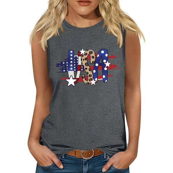 Nrmvnmi Tank Top for Women Patriotic Sleeveless Shirts 4th of July Tank Shirt American Flag Shirt Tees Mothers Day Gifts