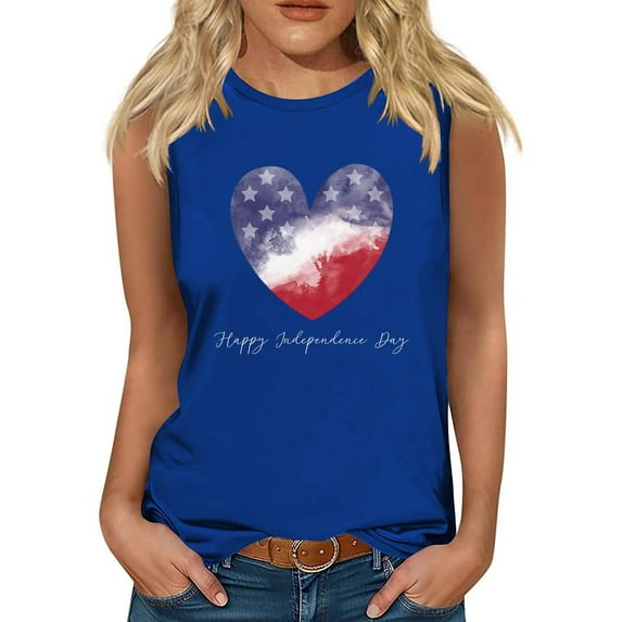 Nrmvnmi Tank Top for Women Patriotic Sleeveless Shirts 4th of July Tank Shirt American Flag Shirt Tees Mothers Day Gifts
