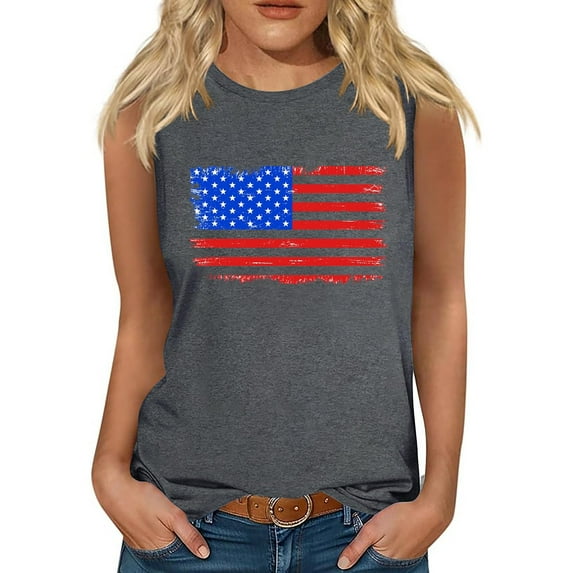 Nrmvnmi Tank Top for Women Patriotic Sleeveless Shirts 4th of July Tank Shirt American Flag Shirt Tees Mothers Day Gifts