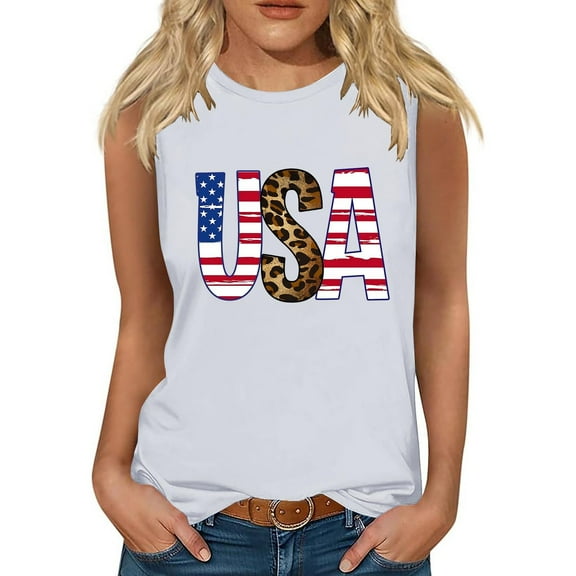 Nrmvnmi Tank Top for Women Patriotic Sleeveless Shirts 4th of July Tank Shirt American Flag Shirt Tees Mothers Day Gifts