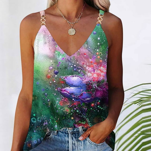 Nrmvnmi Tank Tops for Women 2024 Trendy Summer T Shirts V Neck Sleeveless Shirts Spring Clothes Casual Loose Blouses Mothers Day Gifts