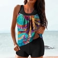 thumbnail image 1 of Nrmvnmi Tankini Swimsuits for Women 2 Piece Bathing Suits Floral Prints Round Neck Swim Tank Top with Boy Shorts Modest Swimwear Mothers Day Gifts, 1 of 5