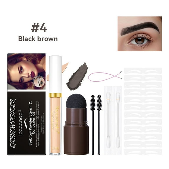 Nrmvnmi Tattoo Cover Up,Eyebrow Stamp Stencil Kit, Eyebrow Shaping Kit with 12 pair Reusable stencils, Long-Lasting, Waterproof eyebrow powder for women