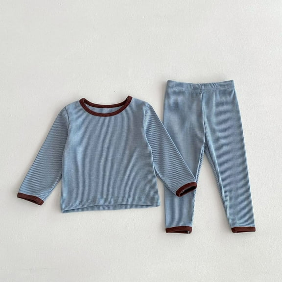 Nrmvnmi Toddle Girls Boys Fashion Long Sleeve Set Cute Crew Neck Long Sleeve Color Blocking Tops And Elastic Waisted Knee Length Pants Leisure And Comfortable Two piece set