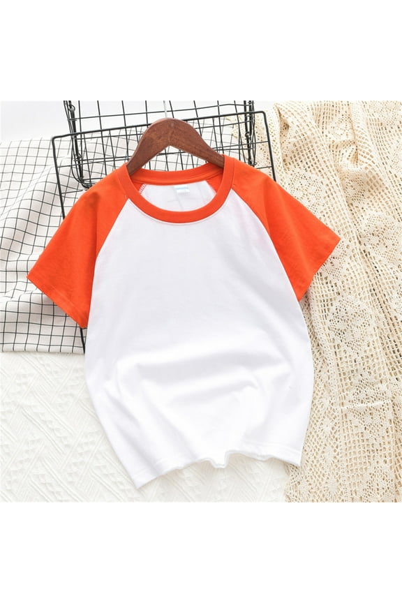 Toddler Baby Boys Girls Cotton T-shirt Top Short Sleeve Round Neck Raglan Shirt Baseball Tee For 3-12 Years
