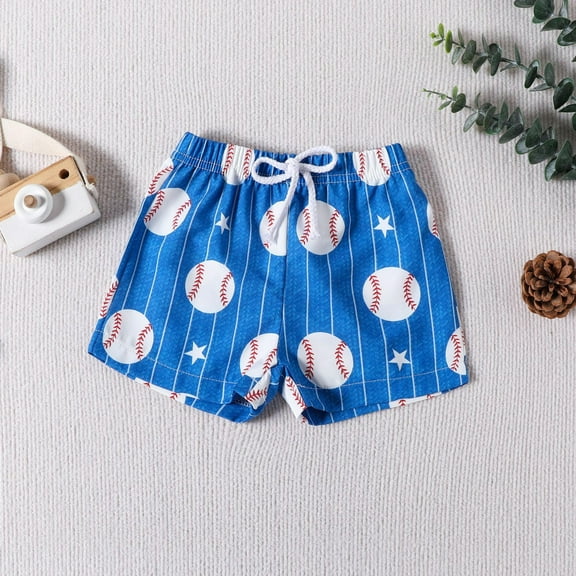 Nrmvnmi Toddler Baby Boys Summer Casual Shorts Tennis Print Elastic Waist Cotton Shorts Beach Shorts For 6 Months-3 Years