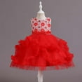 thumbnail image 1 of Nrmvnmi Toddler Baby Girls Tutu Princess Dress Flower Print Sleeveless Round Neck Dress Party Dress Birthday Dress For 2-10 Years, 1 of 9