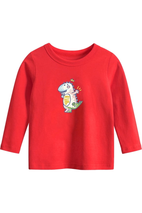 Toddler Boy Space Planet Cotton Shirts Long Sleeve Kids Clothes Cartoon Graphic T-Shirt