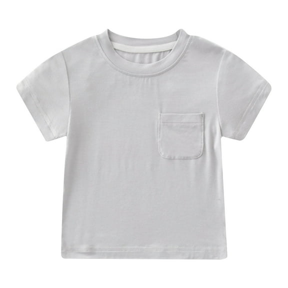 Nrmvnmi Toddler Boys Girls Bamboo Viscose Tshirt with Pocket Infant Baby Solid Short Sleeve Crewneck Tee Shirt T-shirt