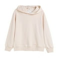 thumbnail image 1 of Nrmvnmi Toddler Boys Girls Cotton Hooded Sweatshirt Solid Color Pullover Tops Crew Neck Long Sleeve Oversized Lightweight Fleece Tops With Side Seam Trendy Fall Winter Sweatshirt, 1 of 1