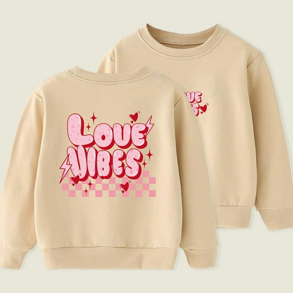 Nrmvnmi Toddler Boys Girls Sweatshirts Kids Fall Cotton Long Sleeve Crewneck Casual Beautiful Letter Graphic Print Pullover Loose Soft Outfit Shirt Holiday Blouse Trendy Warm Fall Shirt