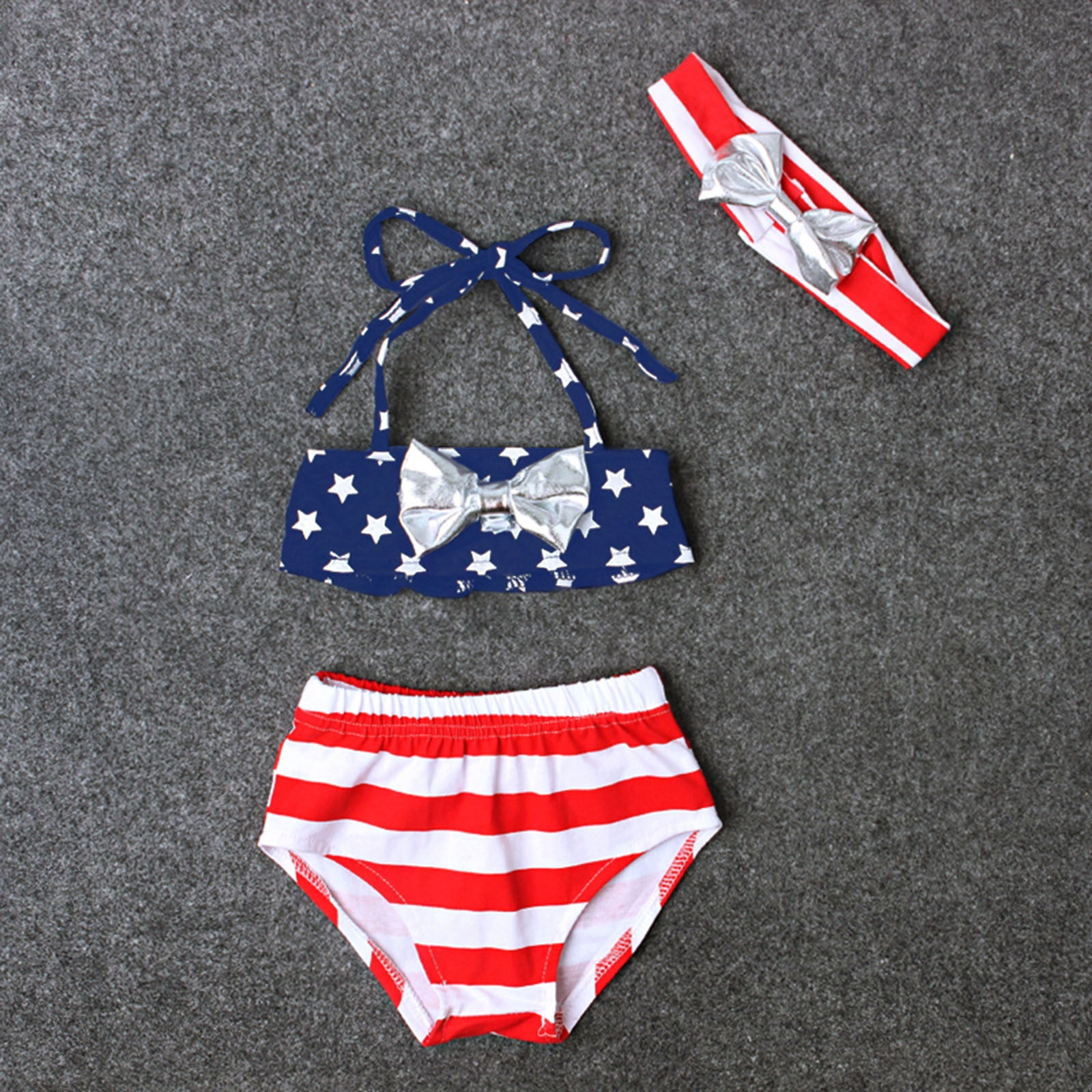 Nrmvnmi Toddler Girls 4th of July Swimsuit American Flag Star Stripe 3 ...