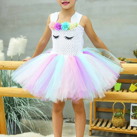 Nrmvnmi Toddler Girls Sequin Unicorn Dress Birthday Decorations Halloween Christmas Party Outfit Princess Tutu Dress For 2-10 Years