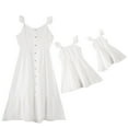 thumbnail image 1 of Nrmvnmi Toddler Girls Summer White Dresses Sleeveless Button Down Sling Cotton Dress Long Maxi Dress For 3 Months- 7 Years, 1 of 7