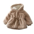 thumbnail image 1 of Nrmvnmi Toddler Girls Winter Fleece Coat Kids Hooded Faux Fur Jacket Baby Warm Outwear Khaki, 1 of 6