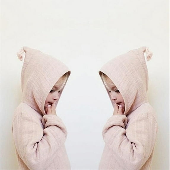 Nrmvnmi Toddler Infant Baby Kids Girls Boys Solid Color Botton-down Hoody Shirt Cotton Warm Hooded Jacket Outwear