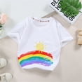 thumbnail image 1 of Nrmvnmi Toddler Kids Baby Boys Girls Summer Casual T-shirts Short Sleeve Round Neck Rainbow Print White Cotton Tee Tops, 1 of 3