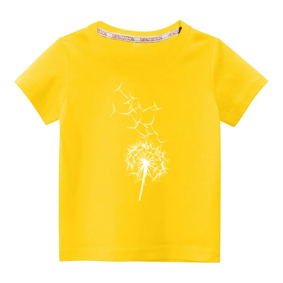 Nrmvnmi Toddler Kids Boys Girls Fashion Summer T-shirt Short Sleeve Round Neck Dandelion Print Cotton Tee Tops Casual Clothes For 3-10 Years