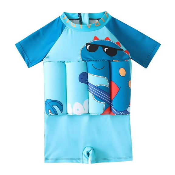 Nrmvnmi Toddlers Floating Shark print Swimsuits Baby Boys Rashguard Bathing Suit with Removable Buoyancy Swim Training Vest For 6Months -4 Years