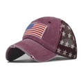 thumbnail image 1 of Nrmvnmi USA Flag Hat American Flag Baseball Cap USA Tactical Hat Washed Distressed Hats for Men Women Teens(Navy,Black,Wine,Gray,4PC), 1 of 3
