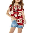 thumbnail image 1 of Nrmvnmi Ugly Christmas Sweater Girls Novelty Funny Santa Xmas Graphic Print Shirts Fashion Casual Short Sleeve Crewneck Tops, 1 of 4