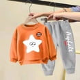 thumbnail image 1 of Nrmvnmi Unisex Teen Kids Jogger Sweatsuit Set 2PCS, Cute Star Print Crewneck Long Sleeve Pullover And Elastic Waist Ankle Length Sweatpants Warm Comfortable Fall And Winter Set For Boys Girls, 1 of 1