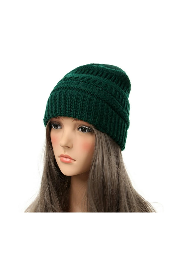 Unisex Thickened Beanie Chunky Soft Stretch Cable Knit Warm Fuzzy Lined Skully Beanie Solid Color Soft Fashionable Warm Coarse Hat For Women Men